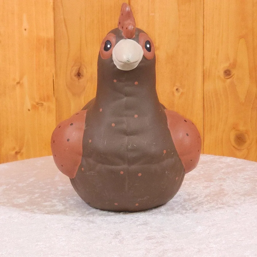 Vintage Kimple Hen Figurine Rustic Farmhouse Chicken Folk Art Decor 1980s